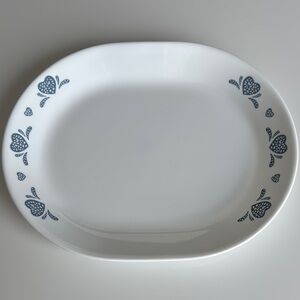 Corelle by Corning Blue Hearts Elegant White and Blue Platter